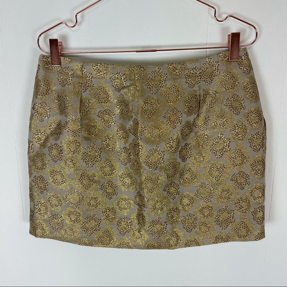J.Crew Factory Gold Metallic Print Short Skirt - Picture 6 of 7